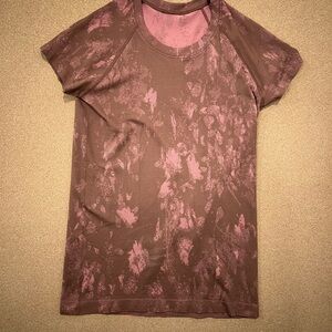 Lululemon Athletica Pink and Brown Short Sleeve Tee